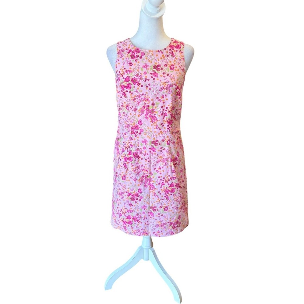 Classics By Eileen West Pink Floral Cotton Shift Dress Womens Size 4